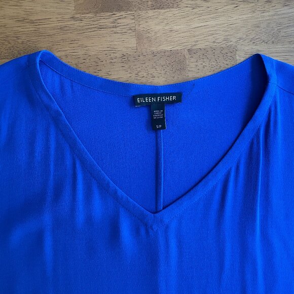 Size Small/Petite Eileen Fisher royal blue silk tunic - Picture 4 of 8